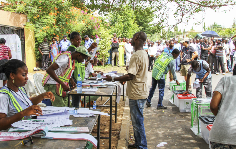Outdoor voting in Nigeria.