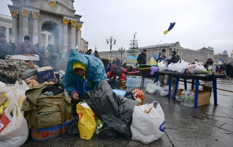 People on the streets of Kyiv.