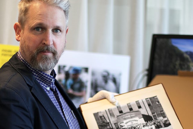 Portrait of Mattias Wandler, curator at the Peace Archives.